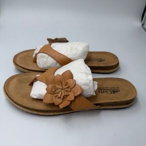 Cliffs by White Mountain Flower Thong Sandals Espadrille Comfort Tan‎ Size 7.5